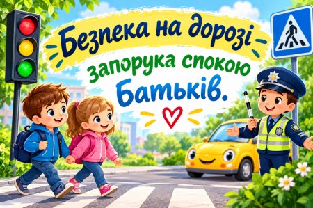 Безпека на дорозі — запорука спокою батьків.